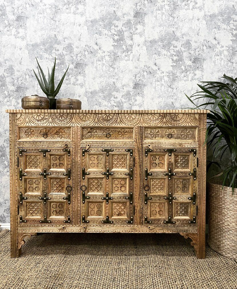 Valmiki Carved Mango Wood Sideboard - Lakkadhaara