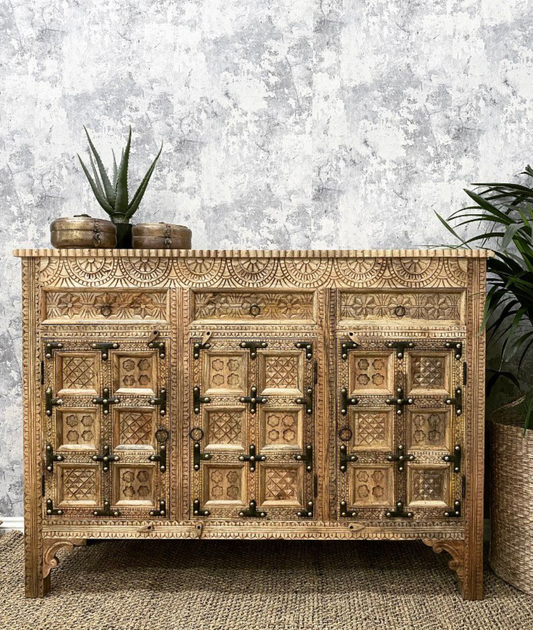 Valmiki Carved Mango Wood Sideboard - Lakkadhaara
